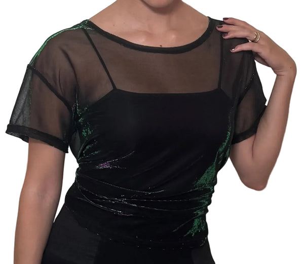 Black Mesh Iridescent Tee