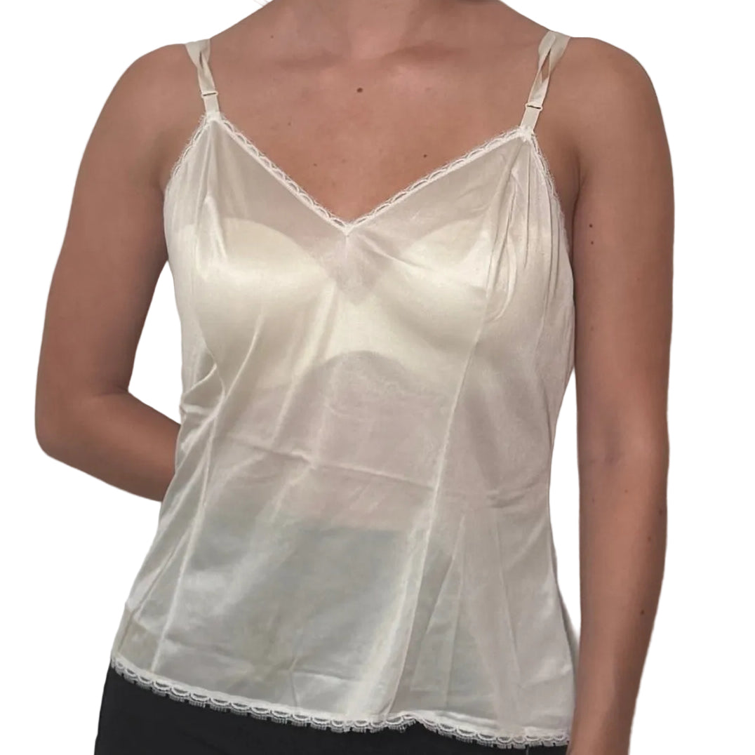Adonna Ivory Satin Lace Cami Top
