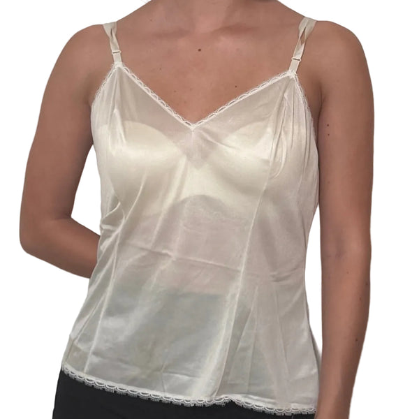 Adonna Ivory Satin Lace Cami Top