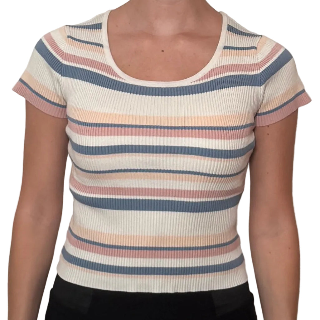 Striped Ribbed Short Sleeve Tee