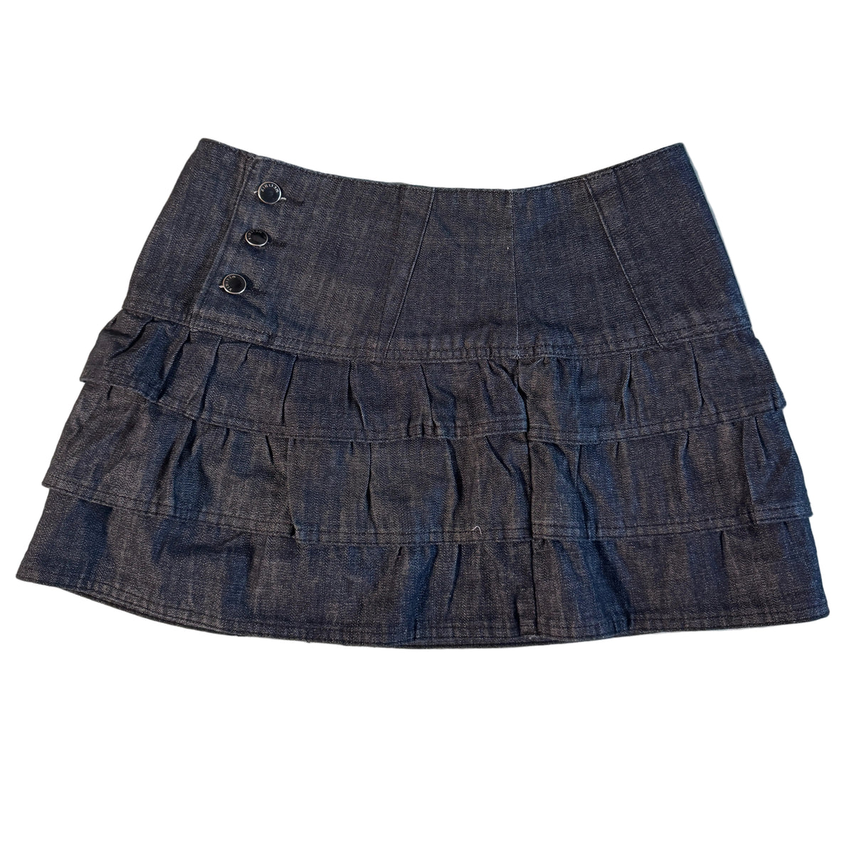 Dark Denim Ruffle Mini Skirt