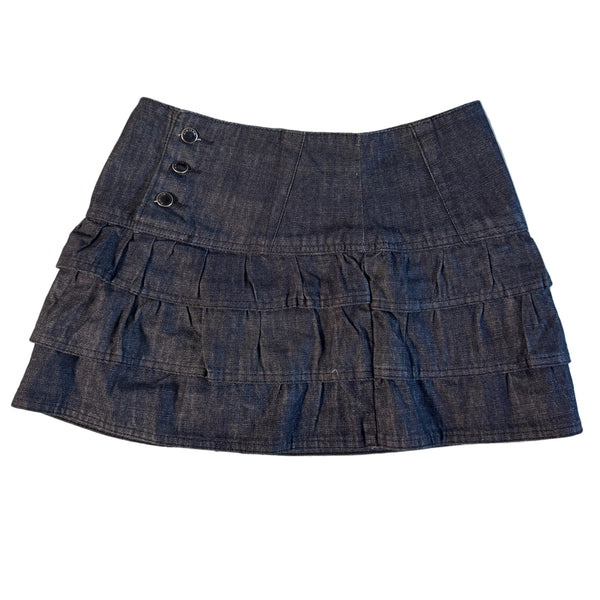 Dark Denim Ruffle Mini Skirt