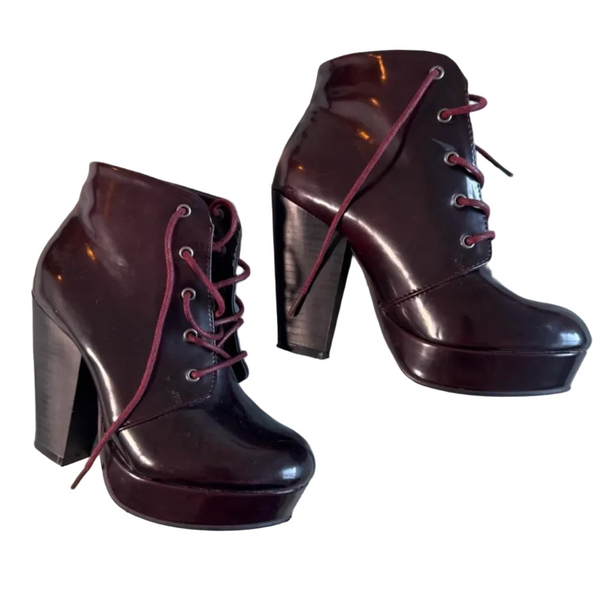 Lace up ankle platform boots